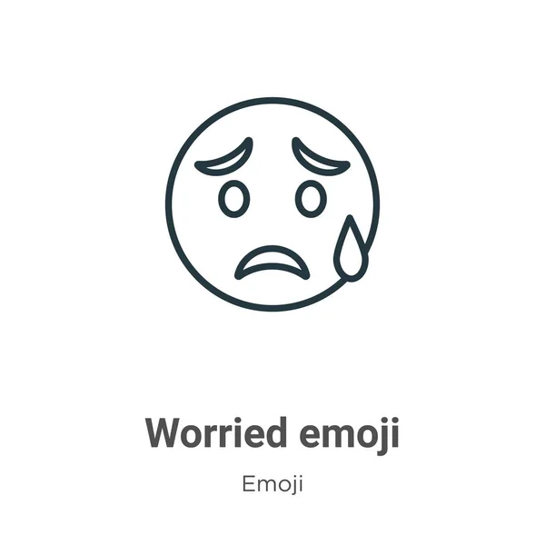 Znepokojená Emoji Osnova Ikony Vektoru Tenká Čára Černá Ustaraný Emoji — Stockový vektor