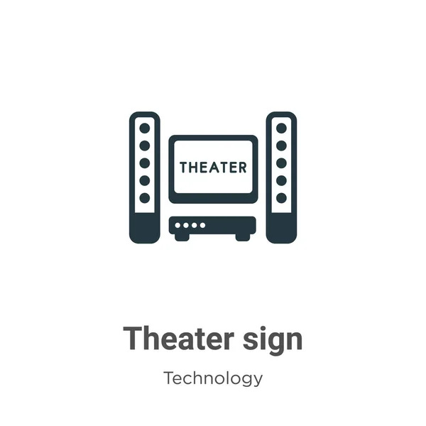 Theater Sign Glyph Icon Vector White Background Flat Vector Theater — Stock Vector