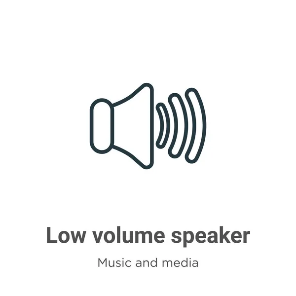 音量の低いスピーカーアウトラインベクトルアイコン 白を基調とした編集可能な音楽やメディアコンセプトからの細い線黒の低音量スピーカーアイコン フラットベクトルシンプルな要素イラスト — ストックベクタ