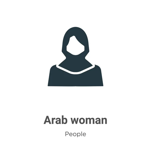 Donna Araba Vettore Icona Glifo Sfondo Bianco Piatto Vettore Arabo — Vettoriale Stock