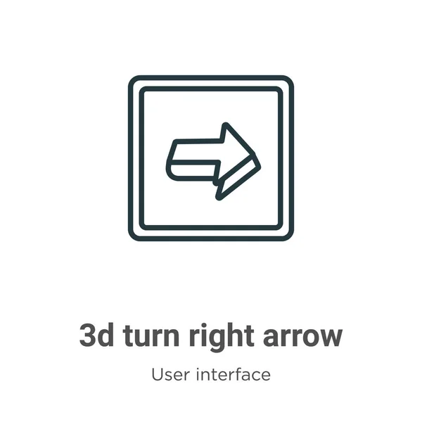 3d skręcić w prawo strzałka zarys ikona wektora. Cienka linia czarny 3d skręcić w prawo ikona strzałki, płaski wektor prosty element ilustracja z edytowalnego interfejsu użytkownika koncepcji izolowane na białym tle — Wektor stockowy