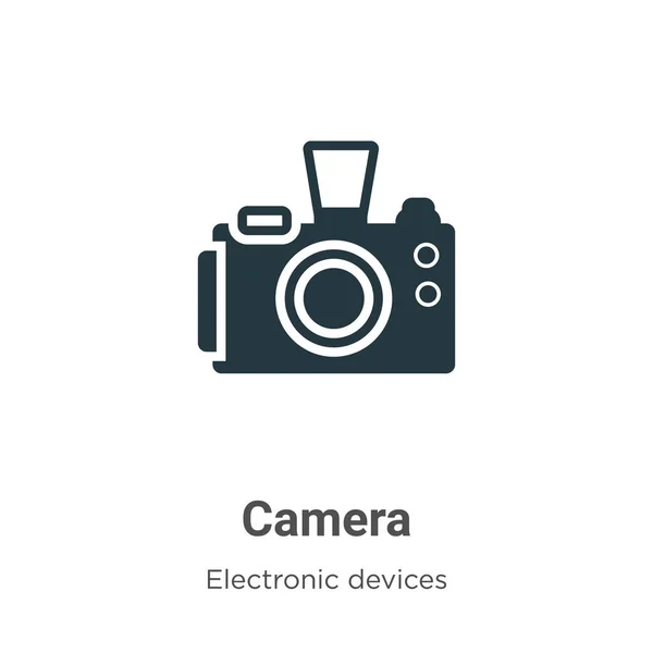 白い背景のカメラベクトルアイコン モバイルコンセプトとWebアプリのデザインのための現代的な電子デバイスコレクションからフラットベクトルカメラアイコン記号記号 — ストックベクタ