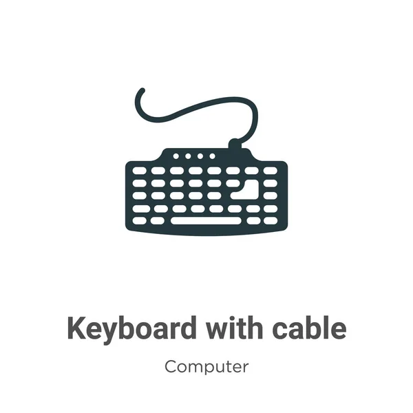 白い背景にケーブルベクトルアイコンを持つキーボード モバイルコンセプトとWebアプリのデザインのための現代的なコンピュータコレクションからケーブルアイコン記号記号とフラットベクトルキーボード — ストックベクタ