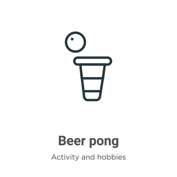 Beer Pong Contornee Icono Vectorial Icono Cerveza Negra Thin Line — Vector de stock