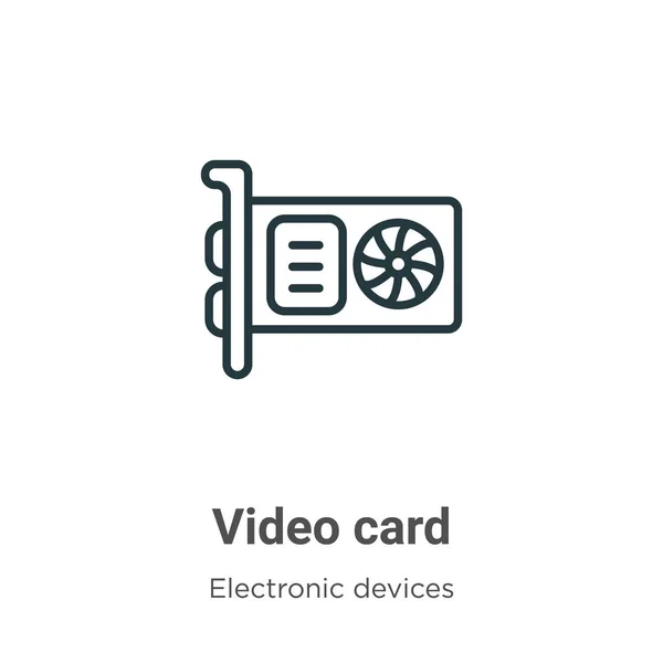 Karta graficzna przedstawia ikonę wektora. Cienka czarna ikona karty graficznej, płaski wektor prosty element ilustracja z montażowej koncepcji urządzeń elektronicznych izolowane na białym tle — Wektor stockowy