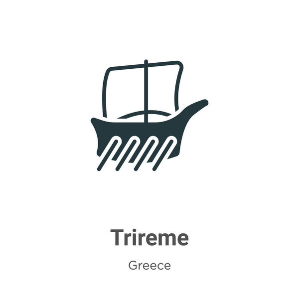 Trireme glyph icon vector on white background. Flat vector trireme icon symbol sign from modern greece collection for mobile concept and web apps design.