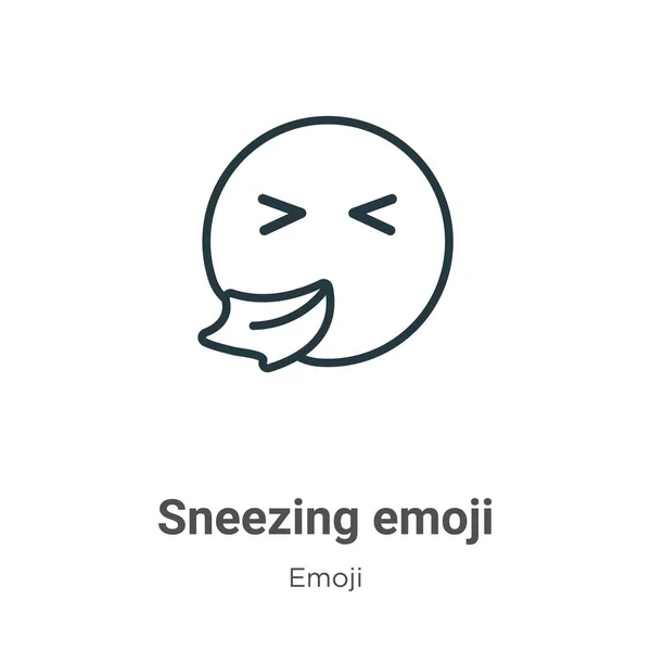 Sneezing Emoji Esboço Vetor Ícone Linha Fina Preto Espirro Emoji — Vetor de Stock