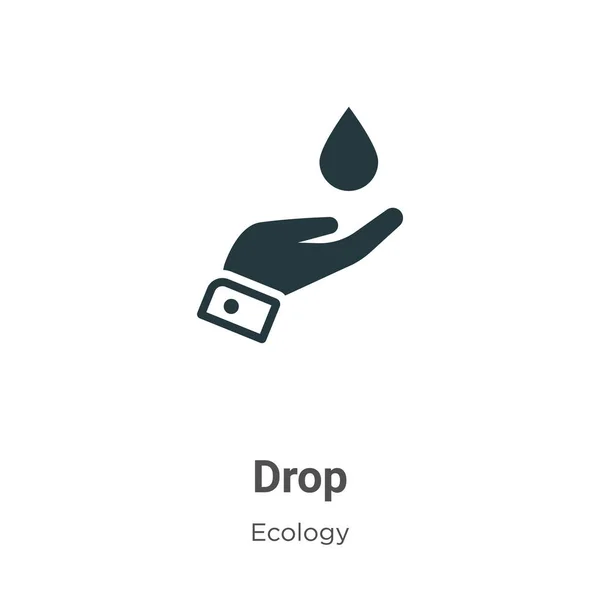 Drop Vector Pictogram Witte Achtergrond Vlakke Vector Drop Pictogram Teken — Stockvector