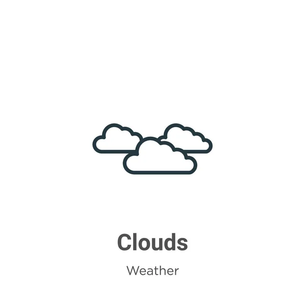 Clouds Outline Vector Icon Thin Line Black Clouds Icon Flat — Stock vektor