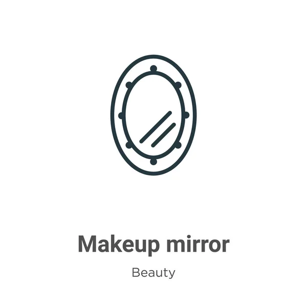 Makeup Mirror Outline Vektor Ikon Ikon Cermin Riasan Hitam Garis - Stok Vektor