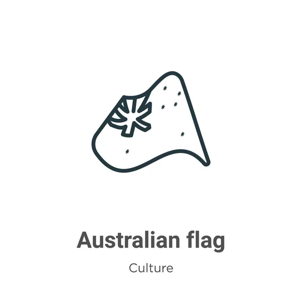 Ícone vetorial de contorno de bandeira australiana. Ícone de bandeira australiana preta de linha fina, ilustração simples vetorial plana do conceito de cultura editável isolado no fundo branco — Vetor de Stock