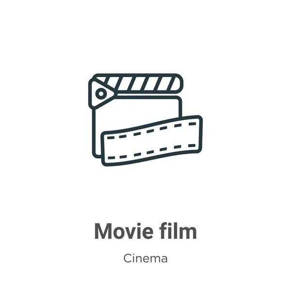 Movie film outline vector icon. Thin line black movie film icon, flat vector simple element illustration from editable cinema concept isolated on white background — vektorikuva