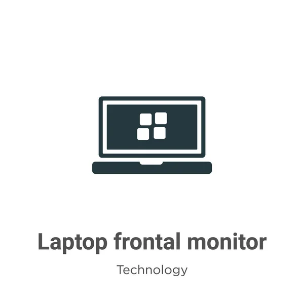 Laptop Monitor Frontal Glifo Icono Vector Sobre Fondo Blanco Signo — Vector de stock