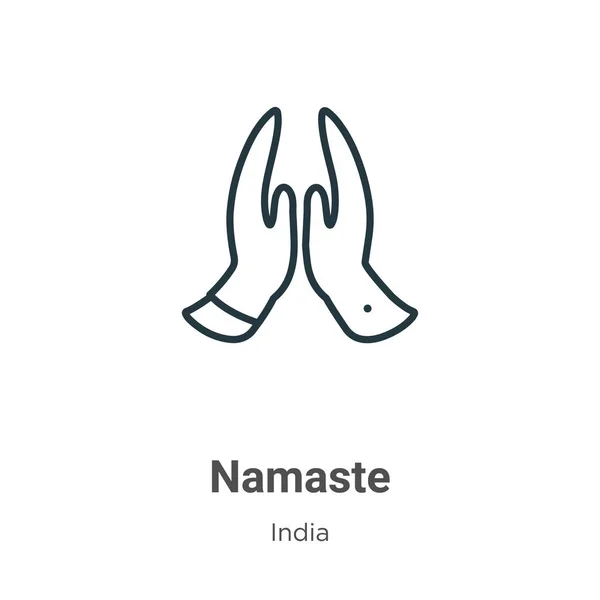 Namaste Contorno Icono Vectorial Icono Namaste Negro Línea Delgada Ilustración — Vector de stock