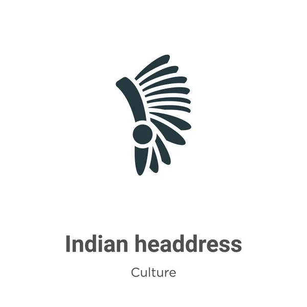 Ícone Indiano Vetor Headdress Fundo Branco Flat Vector Indiano Headdress — Vetor de Stock