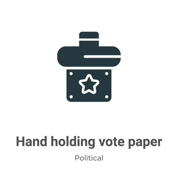 Hand Holding Vote Paper Glyph Icon Vector White Background Flat — ストックベクタ