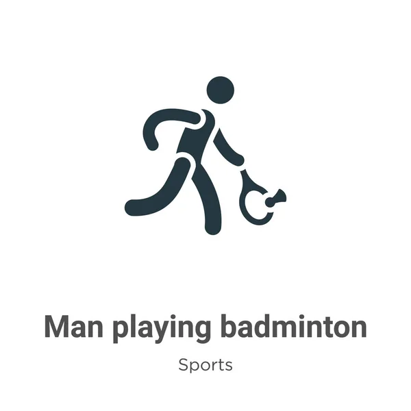 Homem Jogar Badminton Glyph Icon Vector Fundo Branco Homem Vetor — Vetor de Stock