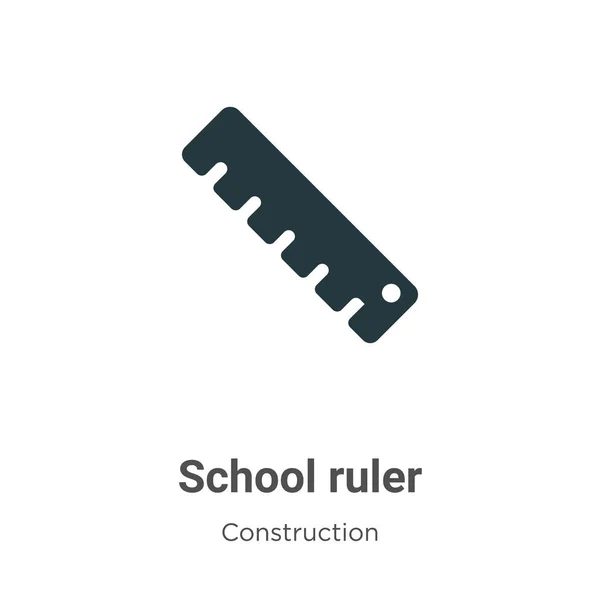 Иконка Вектора Школьного Рулера Белом Фоне Символ Плоского Векторного Школьного — стоковый вектор