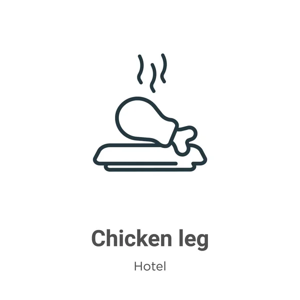 チキンレッグアウトラインベクトルアイコン 白地に隔離された編集可能なレストランのコンセプトからの薄いライン黒鶏の足のアイコン フラットベクトルシンプルな要素イラスト — ストックベクタ