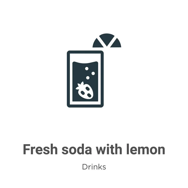 Fresh Soda Lemon Slice Straw Vector Icon White Background Flat — Stock Vector
