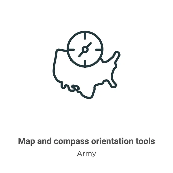Map and compass orientation tools outline vector icon. Thin line black map and compass orientation tools icon, flat vector simple element illustration from editable army concept isolated on white — Stock Illustration Map and compass orientation tools outline vector icon. Thin line black map and compass orientation tools icon, flat vector simple element illustration from editable army concept isolated on white Royalty Free Stock Vectors