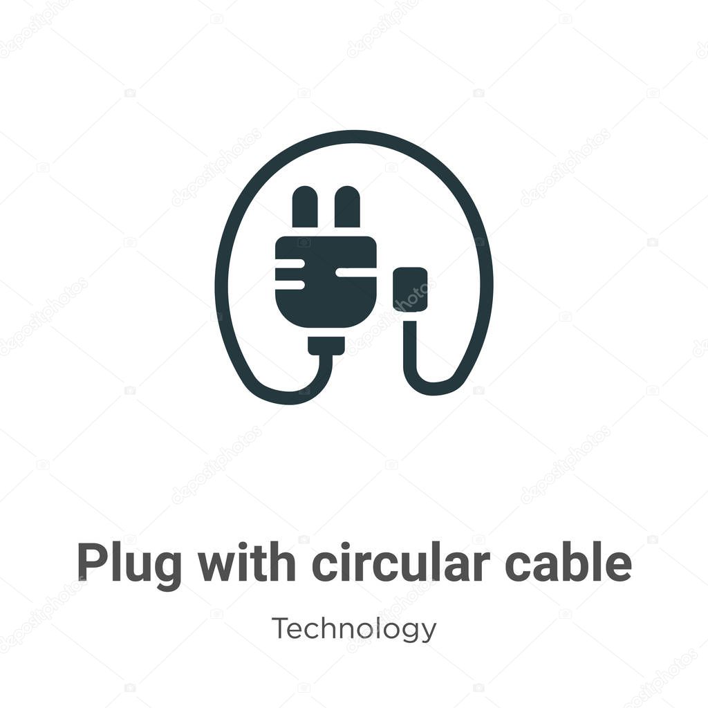 Plug with circular cable glyph icon vector on white background. Flat vector plug with circular cable icon symbol sign from modern technology collection for mobile concept and web apps design.