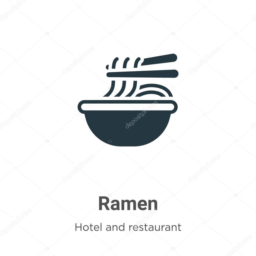 Ramen glyph icon vector on white background. Flat vector ramen icon symbol sign from modern hotel and restaurant collection for mobile concept and web apps design.