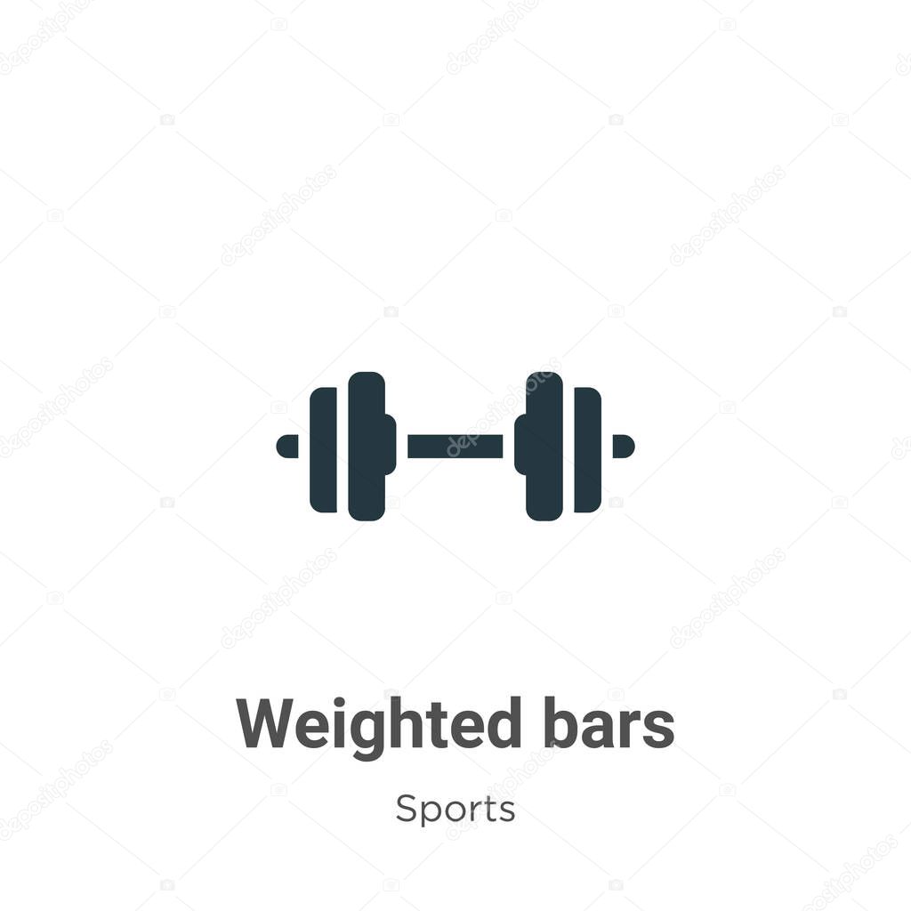 Weighted bars glyph icon vector on white background. Flat vector weighted bars icon symbol sign from modern sports collection for mobile concept and web apps design.