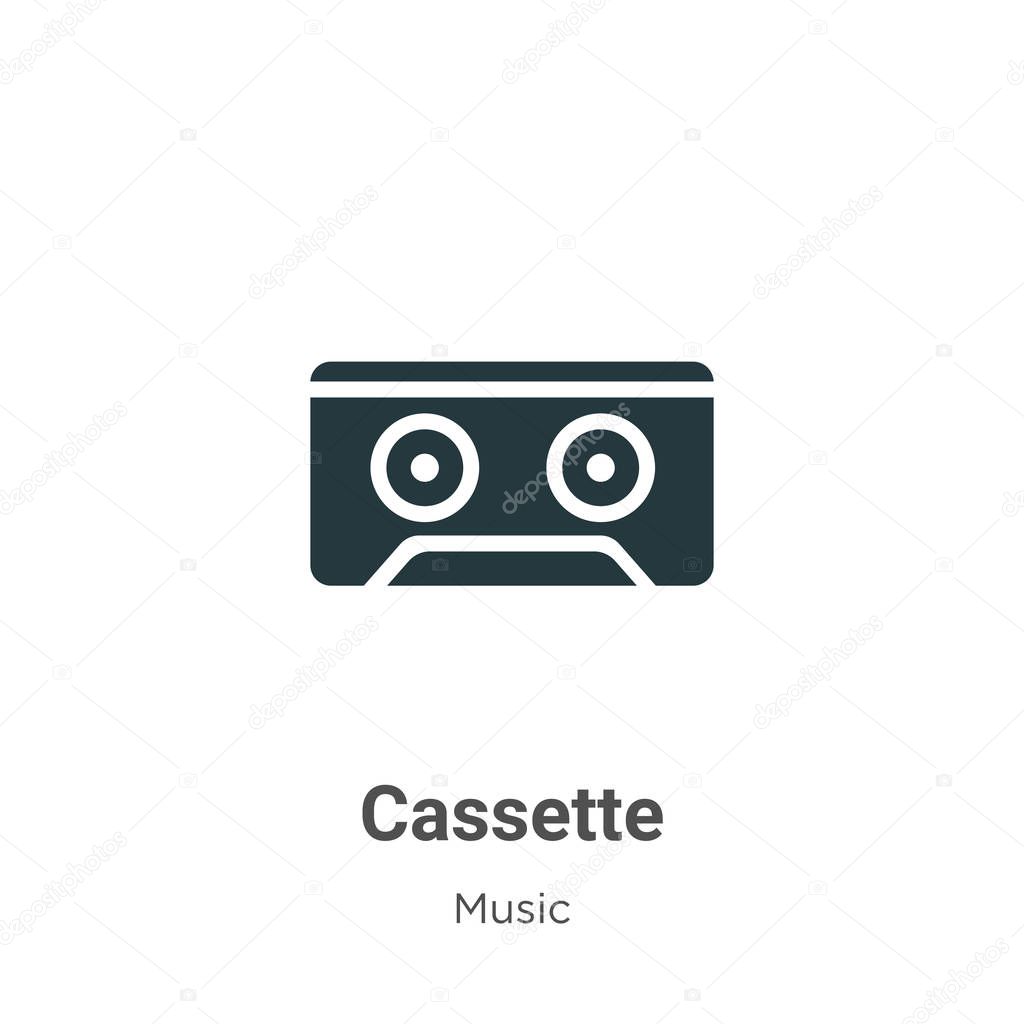 Cassette vector icon on white background. Flat vector cassette icon symbol sign from modern music collection for mobile concept and web apps design.