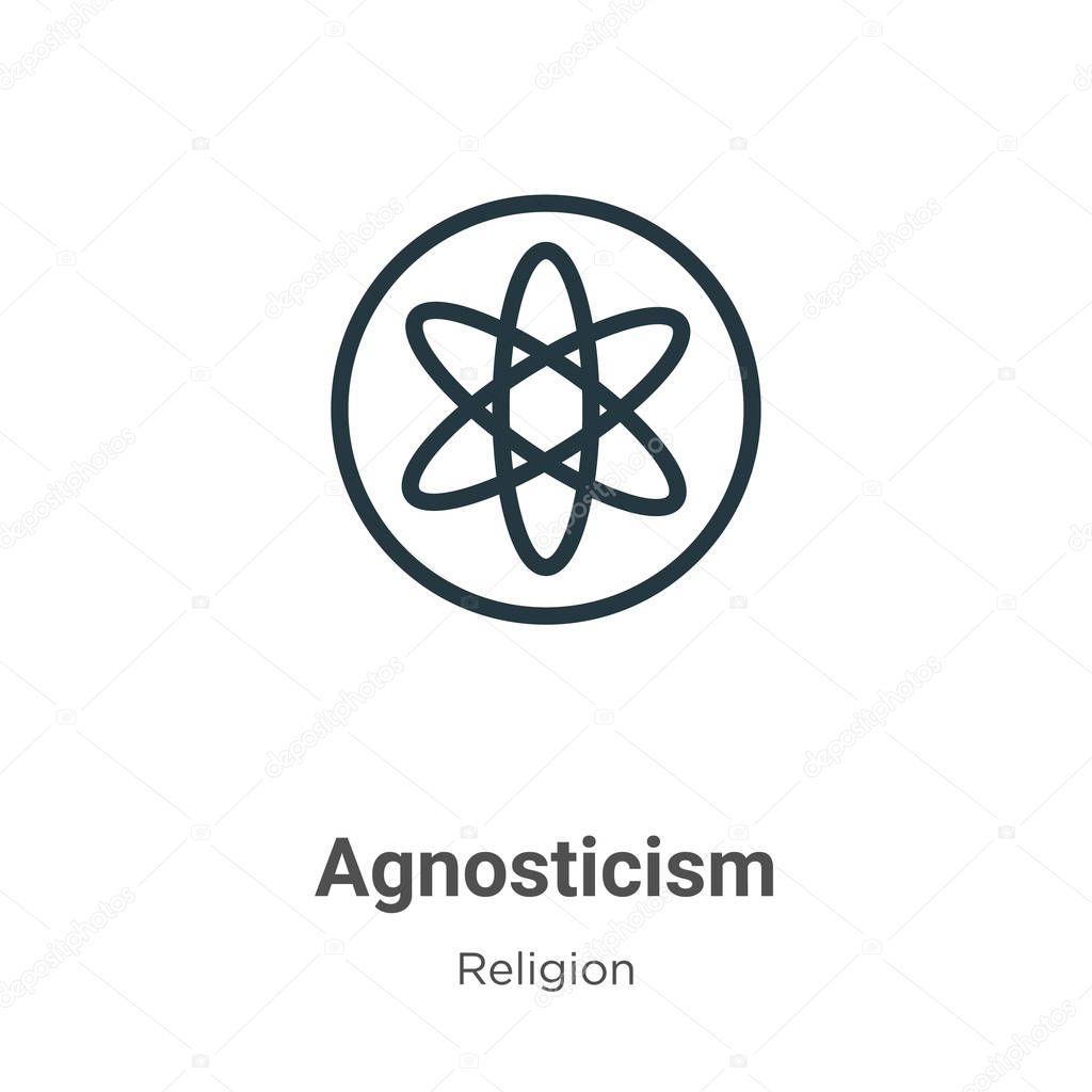 Agnosticism outline vector icon. Thin line black agnosticism icon, flat vector simple element illustration from editable religion concept isolated on white background