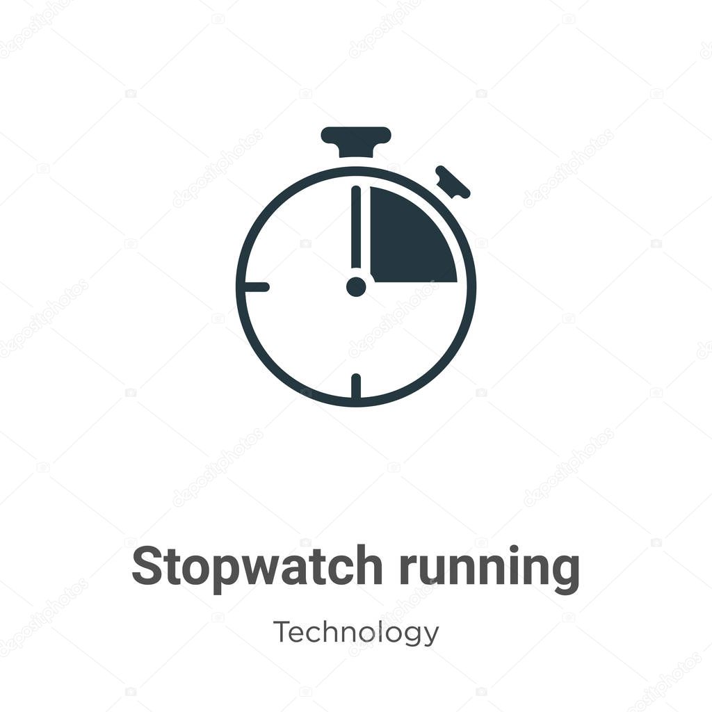 Stopwatch running glyph icon vector on white background. Flat vector stopwatch running icon symbol sign from modern technology collection for mobile concept and web apps design.