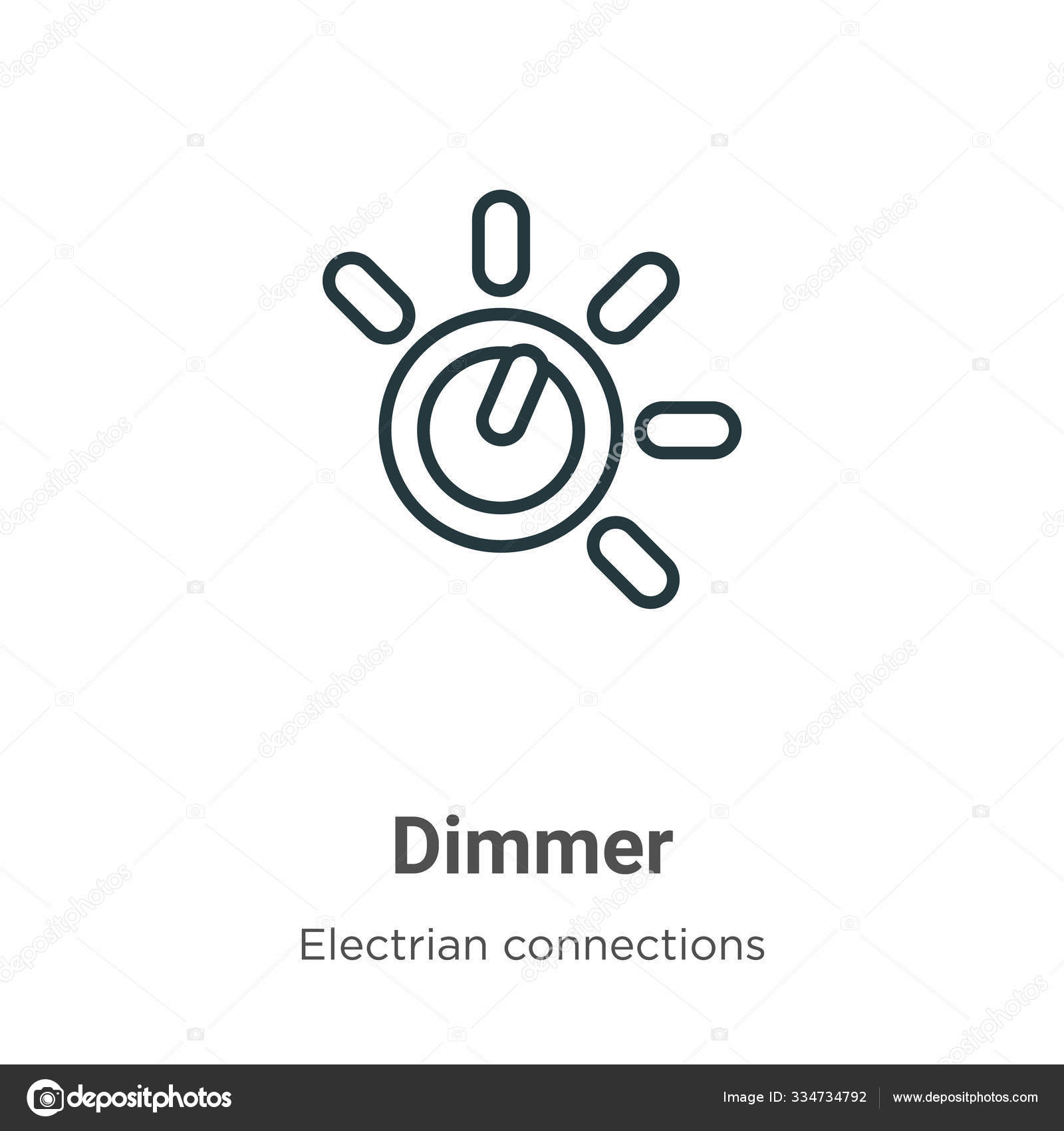 Dimmer Umrissvektorsymbol Dünne Linie Schwarzes Dimmer Symbol Flacher