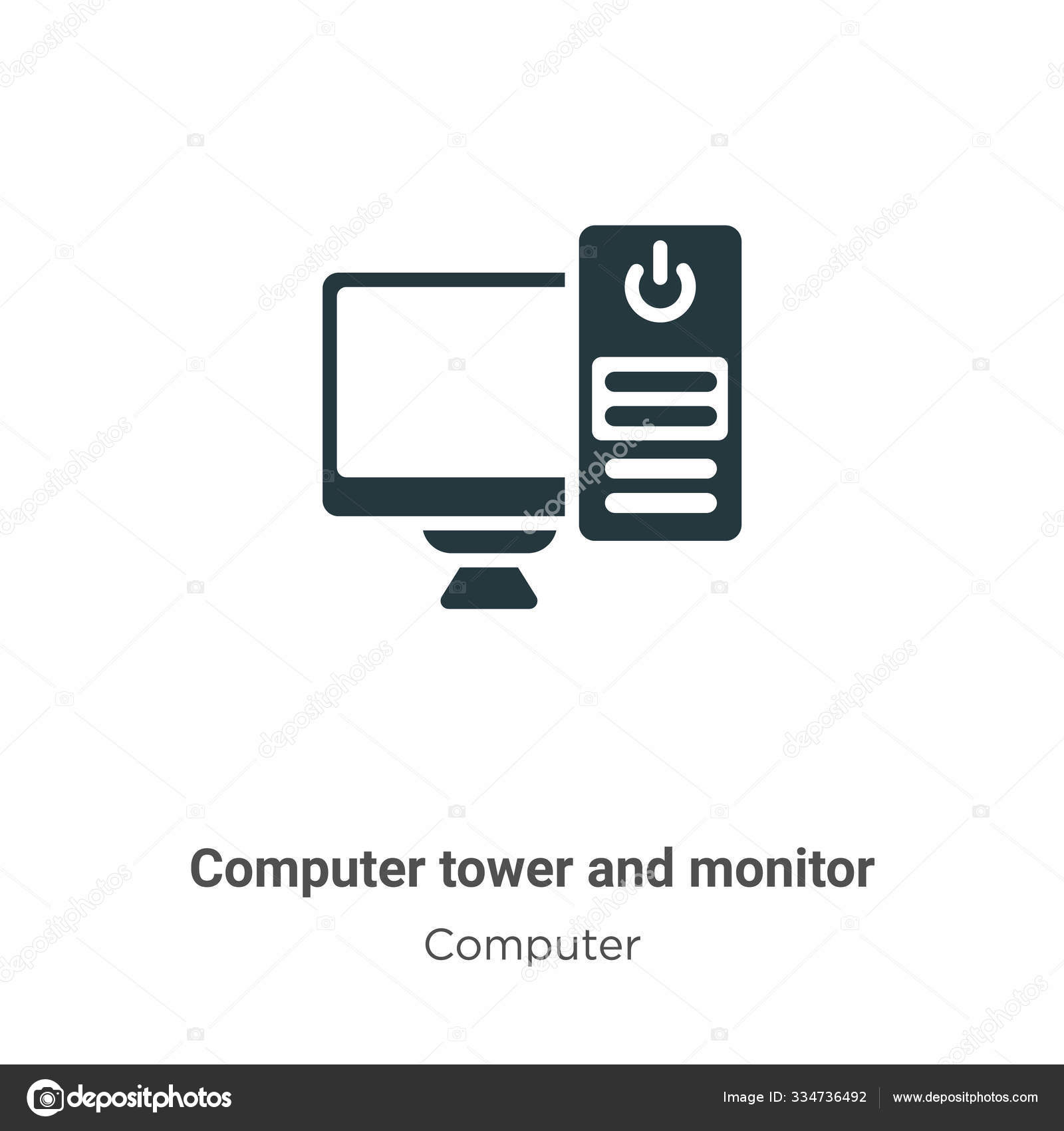 Computer Tower Monitor Vector Icon White Background Flat Vector Computer Vector Image By C Digital Bazaar Vector Stock 334736492