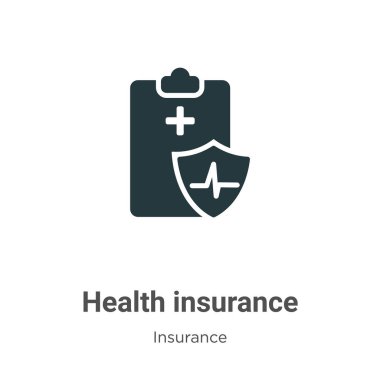 Beyaz arka planda sağlık sigortası vektör ikonu. Mobil konsept ve web uygulamaları tasarımı için modern sigorta koleksiyonundan düz vektör sağlık sigortası simgesi işareti.