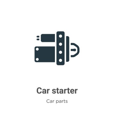 Beyaz arkaplanda araba başlatma vektör simgesi. Mobil konsept ve web uygulamaları tasarımı için modern araba parçaları koleksiyonundan düz vektör araba başlangıç simgesi simgesi işareti.