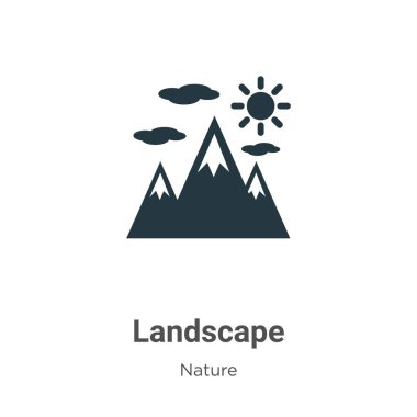 Beyaz arkaplanda peyzaj vektör simgesi. Mobil konsept ve web uygulamaları tasarımı için modern doğa koleksiyonundan düz vektör manzara simgesi işareti.