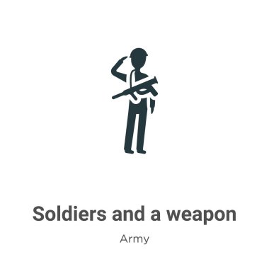 Askerler ve beyaz arka planda bir silah vektör simgesi. Düz vektör askerler ve mobil konsept ve web uygulamaları tasarımı için modern ordu koleksiyonundan bir silah simgesi işareti.