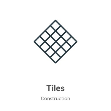 Tiles outline vector icon. Thin line black tiles icon, flat vector simple element illustration from editable construction concept isolated on white background