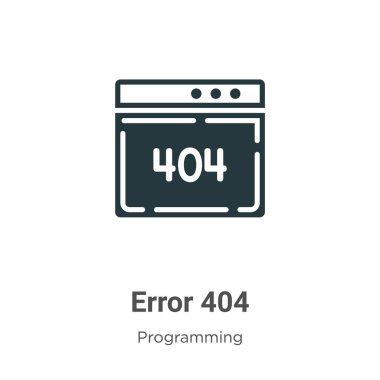 Beyaz arkaplanda Hata 404 simge vektörü. Mobil konsept ve web uygulamaları tasarımı için modern programlama koleksiyonundan düz vektör hatası 404 simge işareti.