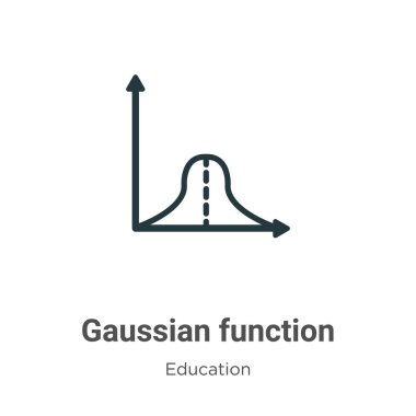 Beyaz arkaplanda Gaussian fonksiyon vektör simgesi. Mobil konsept ve web uygulamaları tasarımı için modern eğitim koleksiyonundan düz vektör gaussian fonksiyon simgesi işareti.