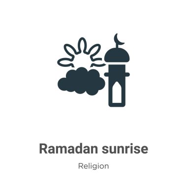 Ramadan sunrise glyph icon vector on white background. Flat vector ramadan sunrise icon symbol sign from modern religion collection for mobile concept and web apps design.