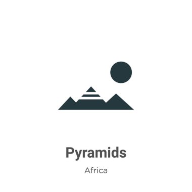 Beyaz arkaplanda piramitlerin vektör simgesi. Mobil konsept ve web uygulamaları tasarımı için modern Afrika koleksiyonundan düz vektör piramitleri simgesi işareti.