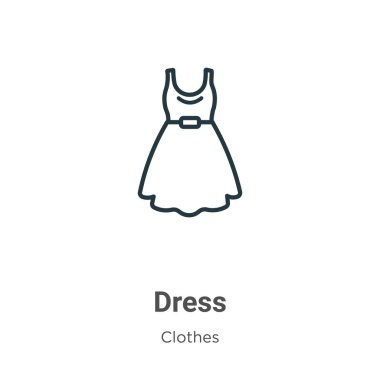 Taslak vektör simgesini giydirin. İnce çizgi siyah elbise simgesi, düz vektör basit element illüstrasyonuName