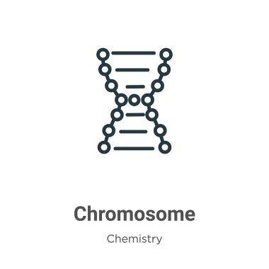 Kromozom ana hatlı vektör simgesi. İnce çizgi siyah kromozom simgesi, düz vektör basit element çizimi, düzenlenebilir kimya kavramından beyaz arkaplanda izole edilmiş.