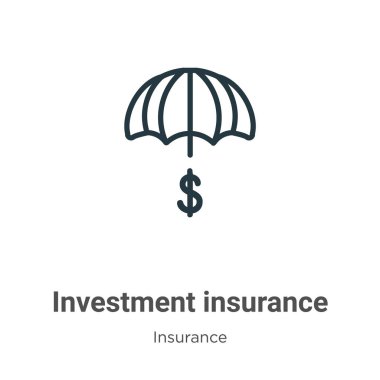 Yatırım sigortası taslak vektör ikonu. İnce çizgi siyah yatırım sigortası ikonu, düz vektör basit element illüstrasyonu, düzenlenebilir sigorta kavramından beyaz arka planda izole edilmiş.