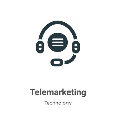 Beyaz arkaplandaki simge vektörünü telefonla pazarlıyorum. Mobil konsept ve web uygulamaları tasarımı için modern teknoloji koleksiyonundan düz vektör telemarketing simgesi işareti.