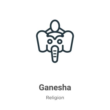 Ganesha ana hat vektör simgesi. İnce çizgi siyah ganesha simgesi, düz vektör basit element çizimi, düzenlenebilir din kavramından beyaz arkaplanda izole edilmiş.