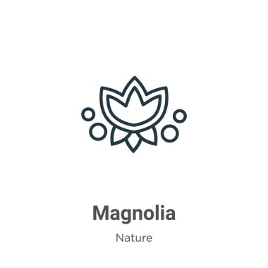 Magnolia outline vector icon. Thin line black magnolia icon, flat vector simple element illustration from editable nature concept isolated on white background
