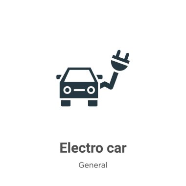 Beyaz arka planda elektro araba sembolü vektörü. Mobil konsept ve web uygulamaları tasarımı için modern genel koleksiyondan düz vektör elektro araba simgesi işareti.