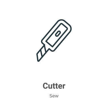 Cutter outline vector icon. Thin line black cutter icon, flat vector simple element illustration from editable sew concept isolated on white background